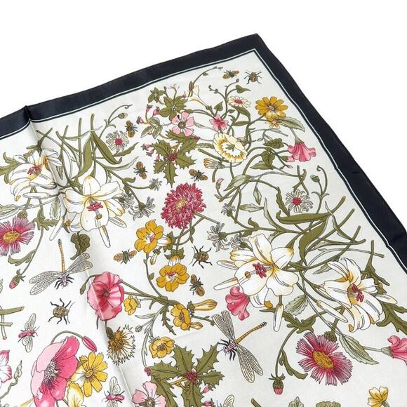 2/$24 NEW Dainty Vintage Look Floral Pink Flower Printed Silky Fashion Scarf - Picture 8 of 13